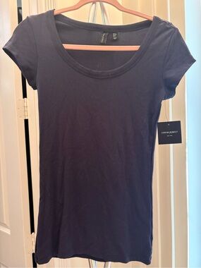 Cynthia Rowley Navy Scoop Neck Short Sleeve Tee